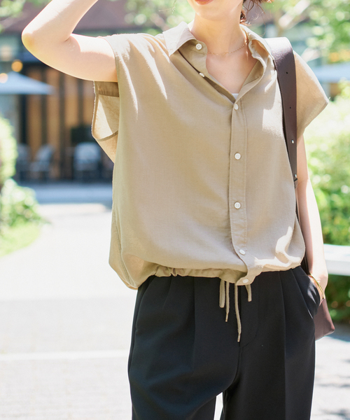 新品未使用　Spick and Span CO/PEヘムギャザーシャツ 追加》CO/PEストライプヘムギャザーシャツ（シャツ/ブラウス