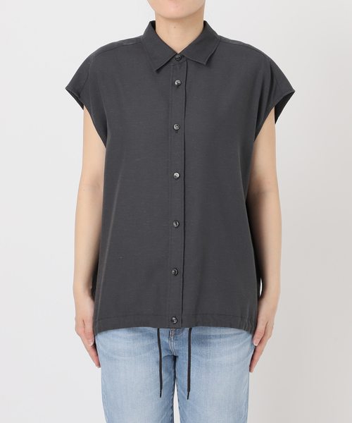 スピックアンドスパン Spick and Span 24SS CO／PEヘムギャザーシャツ ワイドシャツ 24050200301010 ホワイト 追加》CO/PEストライプヘムギャザーシャツ（シャツ/ブラウス