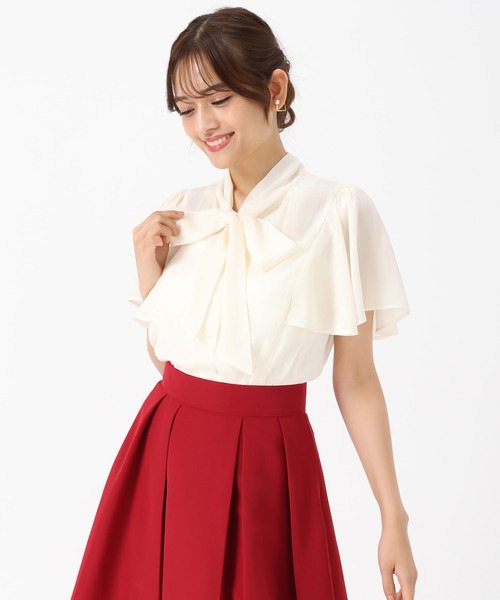 MISCH MASCH（ミッシュマッシュ）の「ケープボウタイヨウリュウブラウス（シャツ/ブラウス・レディース・アイボリー/グレー/ピンク・ﾌﾘ-）」の9枚目の写真