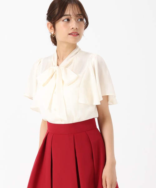 MISCH MASCH（ミッシュマッシュ）の「ケープボウタイヨウリュウブラウス（シャツ/ブラウス・レディース・アイボリー/グレー/ピンク・ﾌﾘ-）」の10枚目の写真