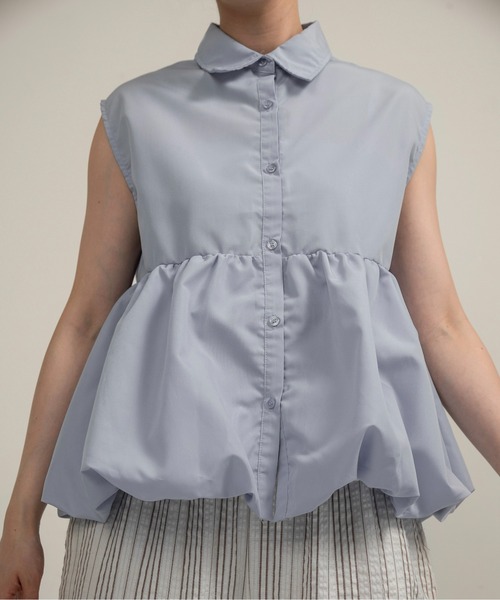 lawgy(ラウジー)の「nosleeve balloon shirt / ノースリーブバルーンシャツ(シャツ/ブラウス・レディース・ホワイト/チャコール/ブルー・FREE)」の2枚目の写真