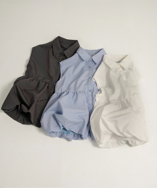 lawgy(ラウジー)の「nosleeve balloon shirt / ノースリーブバルーンシャツ(シャツ/ブラウス・レディース・ホワイト/チャコール/ブルー・FREE)」の4枚目の写真