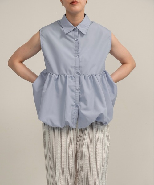 lawgy(ラウジー)の「nosleeve balloon shirt / ノースリーブバルーンシャツ(シャツ/ブラウス・レディース・ホワイト/チャコール/ブルー・FREE)」の9枚目の写真