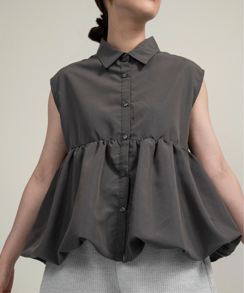 lawgy(ラウジー)の「nosleeve balloon shirt / ノースリーブバルーンシャツ(シャツ/ブラウス・レディース・ホワイト/チャコール/ブルー・FREE)」の11枚目の写真