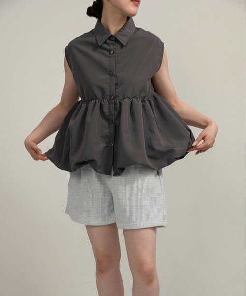 lawgy(ラウジー)の「nosleeve balloon shirt / ノースリーブバルーンシャツ(シャツ/ブラウス・レディース・ホワイト/チャコール/ブルー・FREE)」の13枚目の写真