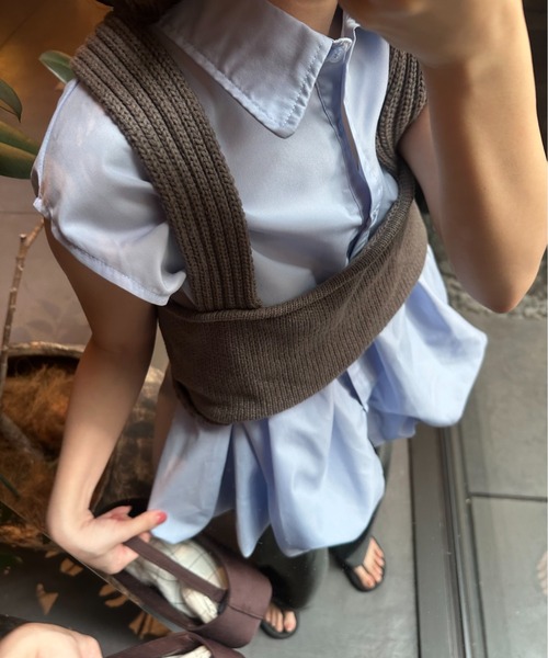 lawgy(ラウジー)の「nosleeve balloon shirt / ノースリーブバルーンシャツ(シャツ/ブラウス・レディース・ホワイト/チャコール/ブルー・FREE)」の15枚目の写真