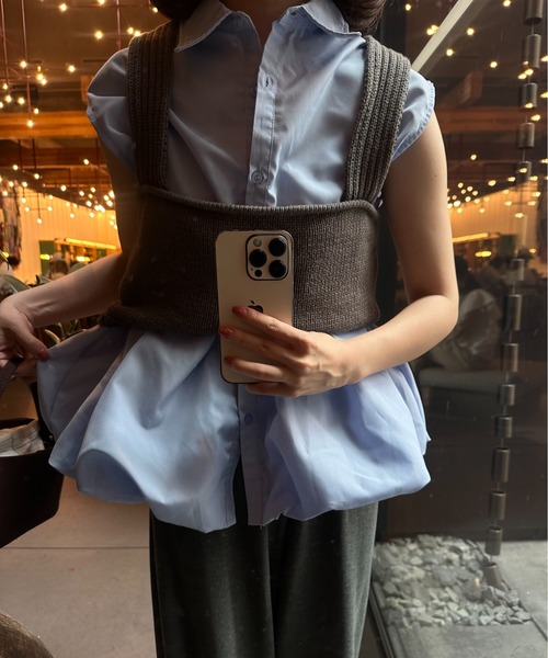 lawgy(ラウジー)の「nosleeve balloon shirt / ノースリーブバルーンシャツ(シャツ/ブラウス・レディース・ホワイト/チャコール/ブルー・FREE)」の17枚目の写真