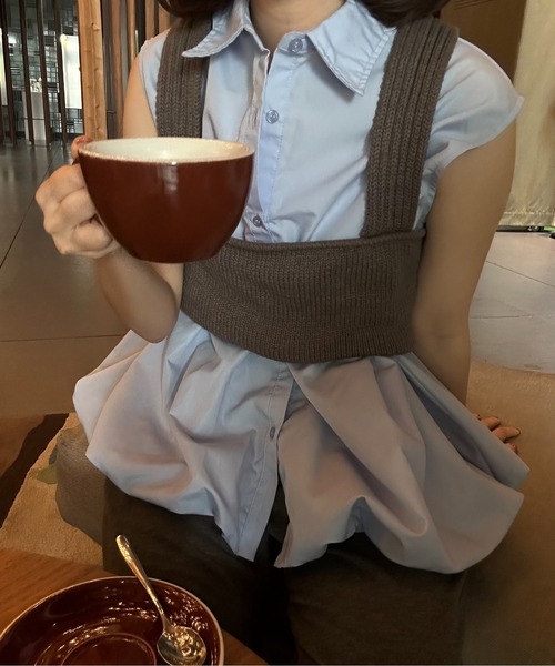 lawgy(ラウジー)の「nosleeve balloon shirt / ノースリーブバルーンシャツ(シャツ/ブラウス・レディース・ホワイト/チャコール/ブルー・FREE)」の16枚目の写真
