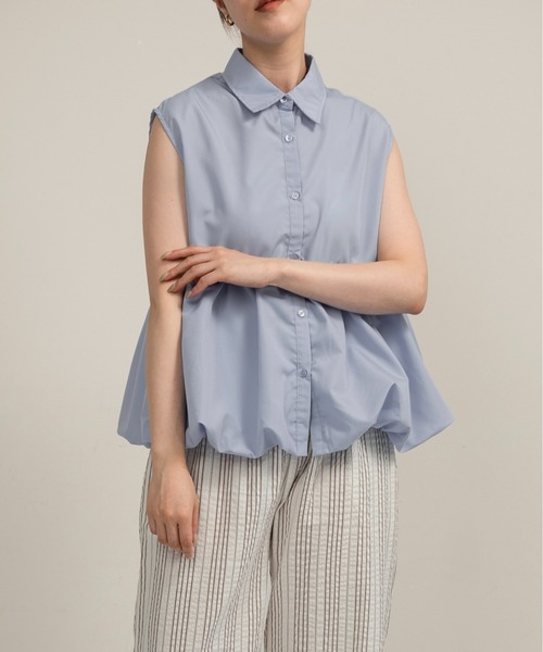 lawgy(ラウジー)の「nosleeve balloon shirt / ノースリーブバルーンシャツ(シャツ/ブラウス・レディース・ホワイト/チャコール/ブルー・FREE)」の18枚目の写真