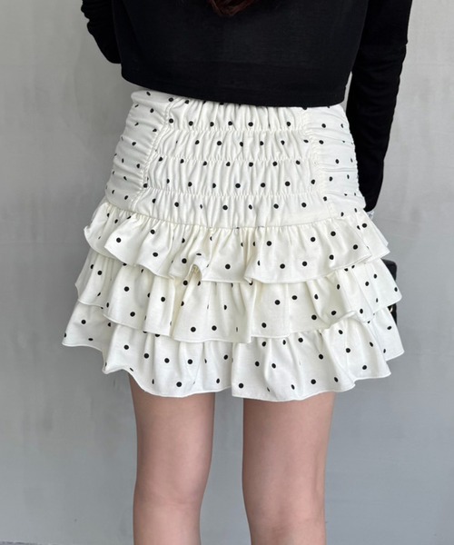 one after another NICE CLAUP(ワンアフターアナザーナイスクラップ)の「ドロストティアードミニスカート(スカート・レディース・杢グレー/チャコールグレー/アイボリー/ホワイト・FREE)」の13枚目の写真