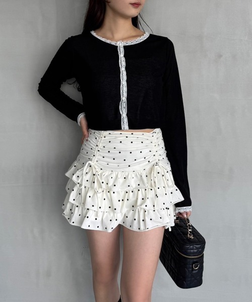 one after another NICE CLAUP(ワンアフターアナザーナイスクラップ)の「ドロストティアードミニスカート(スカート・レディース・杢グレー/チャコールグレー/アイボリー/ホワイト・FREE)」の11枚目の写真