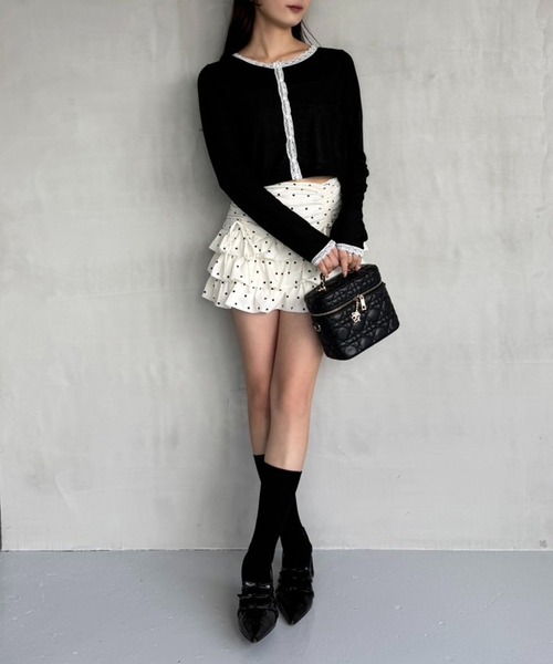 one after another NICE CLAUP(ワンアフターアナザーナイスクラップ)の「ドロストティアードミニスカート(スカート・レディース・杢グレー/チャコールグレー/アイボリー/ホワイト・FREE)」の9枚目の写真