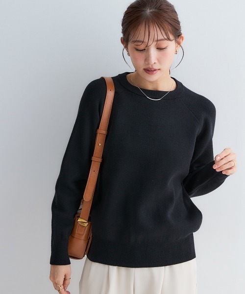 Petitjo(プッチージョ)の「小さいサイズ スウェットライクラグランニット 低身長さん・小柄女性(ニット/セーター・レディース・ネイビー/オートミール/ブラック/杢グレー・PS/PSS)」の2枚目の写真