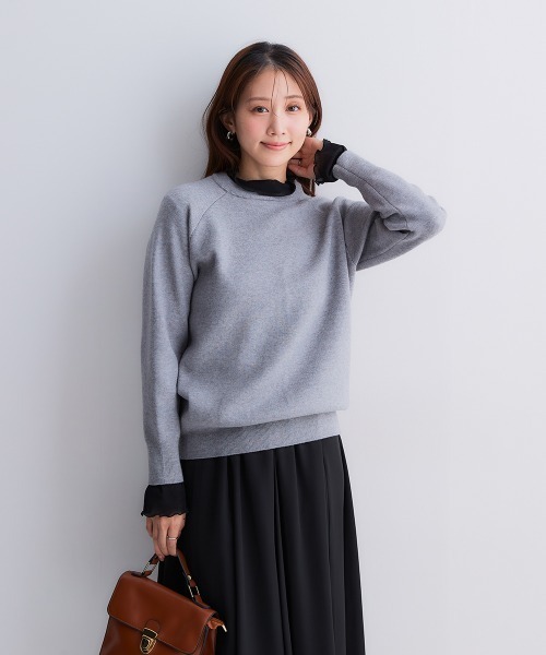 Petitjo(プッチージョ)の「小さいサイズ スウェットライクラグランニット 低身長さん・小柄女性(ニット/セーター・レディース・ネイビー/オートミール/ブラック/杢グレー・PS/PSS)」の6枚目の写真