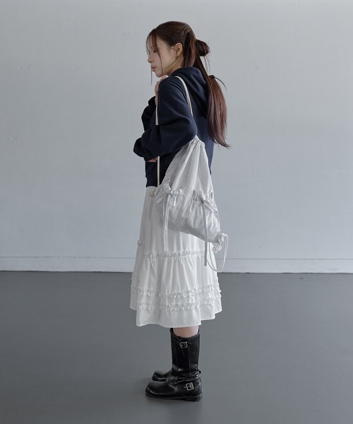 UNE MANSION(ユヌマンション)の「ダブルポケットリボンドットスナップバックパック(バックパック/リュック・レディース・ブラック/レッド/ホワイト・ONESIZE)」の20枚目の写真