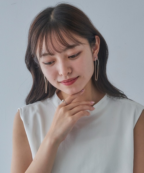 MAISON BREEZE(メゾンブリーズ)の「【MAISON BREEZE】ピアス Combination Metal ニッケルフリー メタル ハーフ ウェーブ ライン キヘイチェーン オーバル チタンポスト スタッドピアス OSWY(ピアス(両耳用)・レディース・ゴールド/シルバー・FREE)」の12枚目の写真