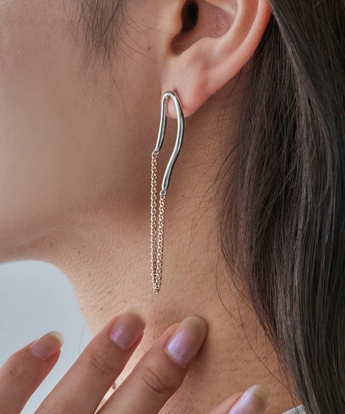 MAISON BREEZE(メゾンブリーズ)の「【MAISON BREEZE】ピアス Combination Metal ニッケルフリー メタル ハーフ ウェーブ ライン キヘイチェーン オーバル チタンポスト スタッドピアス OSWY(ピアス(両耳用)・レディース・ゴールド/シルバー・FREE)」の10枚目の写真