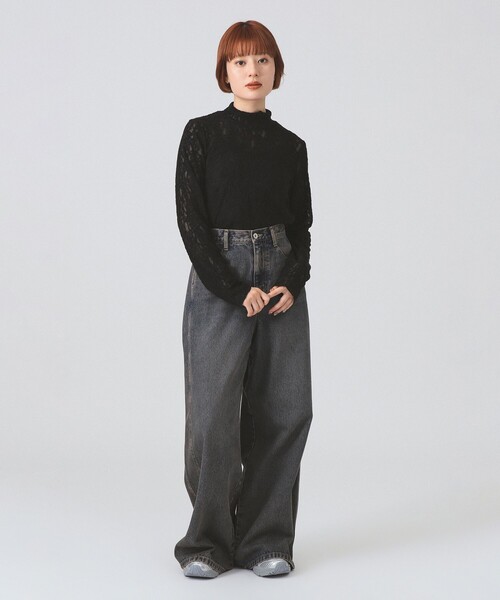 Ray BEAMS（レイビームス）の「レース ジャガード ハイネック トップス（Tシャツ/カットソー・レディース・オフホワイト/ブラック・ONE SIZE）」の8枚目の写真
