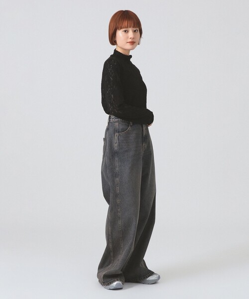 Ray BEAMS（レイビームス）の「レース ジャガード ハイネック トップス（Tシャツ/カットソー・レディース・オフホワイト/ブラック・ONE SIZE）」の9枚目の写真