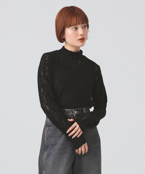 Ray BEAMS（レイビームス）の「レース ジャガード ハイネック トップス（Tシャツ/カットソー・レディース・オフホワイト/ブラック・ONE SIZE）」の10枚目の写真