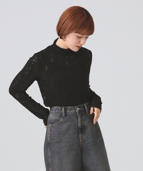 Ray BEAMS（レイビームス）の「レース ジャガード ハイネック トップス（Tシャツ/カットソー・レディース・オフホワイト/ブラック・ONE SIZE）」の11枚目の写真