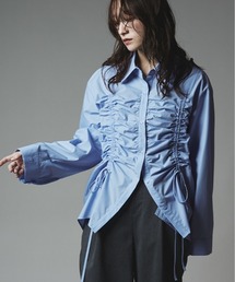 W:Huku | 【W:Huku / ノンアイロンシリーズ】シャーリング リボン ブラウス / Wrinkle-Resistant Shirred Ribbon Blouse(シャツ/ブラウス)