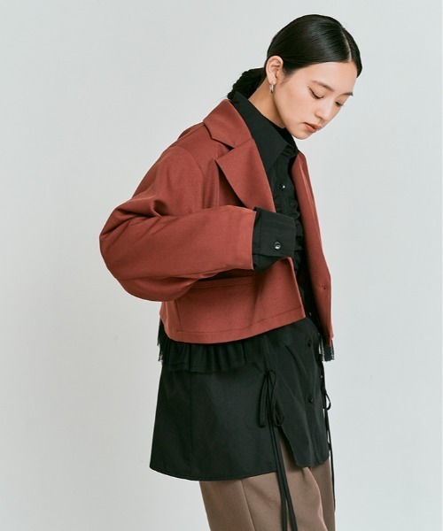 W:Huku（フーク）の「【W:Huku / ノンアイロンシリーズ】シャーリング リボン ブラウス / Wrinkle-Resistant Shirred Ribbon Blouse（シャツ/ブラウス・レディース・ブルー/オフホワイト/ブラック・FREE）」の13枚目の写真