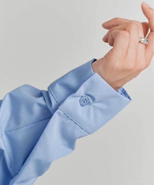 W:Huku（フーク）の「【W:Huku / ノンアイロンシリーズ】シャーリング リボン ブラウス / Wrinkle-Resistant Shirred Ribbon Blouse（シャツ/ブラウス・レディース・ブルー/オフホワイト/ブラック・FREE）」の6枚目の写真