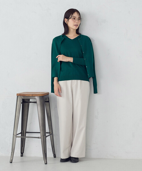 COMME CA ISM（コムサイズム）の「【マシンウォッシャブル】ベーシックＶネックニット（ニット/セーター・レディース・ブラック/ホワイト/グリーン/チャコール・MEDIUM/LARGE）」の7枚目の写真