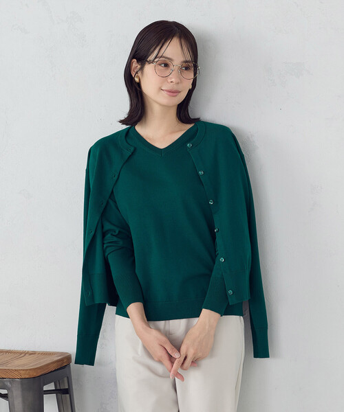 COMME CA ISM（コムサイズム）の「【マシンウォッシャブル】ベーシックＶネックニット（ニット/セーター・レディース・ブラック/ホワイト/グリーン/チャコール・MEDIUM/LARGE）」の9枚目の写真