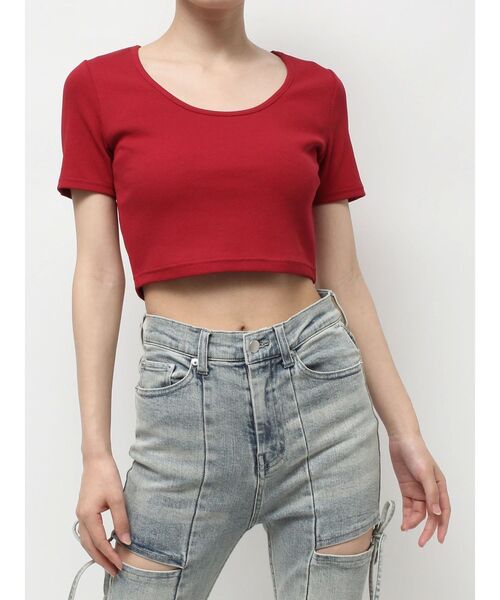 RESEXXY(リゼクシー)の「UネックTシャツ(Tシャツ/カットソー・レディース・ホワイト/ブラック/レッド・FREE)」の14枚目の写真