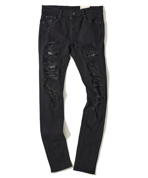 mnml ブラック スキニーデニム 23ML-SP222D mnml/ミニマル】PAISLEY STRETCH DENIM 23ML-SP222D（デニムパンツ