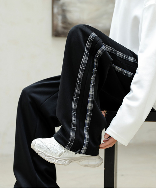 neos(ネオス)の「【neos】ルーズシルエット チェック柄 ライン ワイド スウェット パンツ(スウェットパンツ・メンズ・ブラック/ホワイト/ネイビー・MEDIUM/LARGE/X-LARGE)」の9枚目の写真
