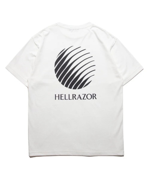 Hellrazor(ヘルレイザー)の「Hellrazor CORE LOGO T-SHIRT(ヘルレイザー コア ロゴ Tシャツ)(シャツ/ブラウス・メンズ・ホワイト/グレー系・MEDIUM/LARGE/X-LARGE/XX-LARGE)」の1枚目の写真
