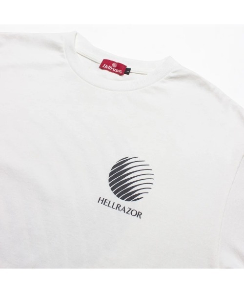 Hellrazor(ヘルレイザー)の「Hellrazor CORE LOGO T-SHIRT(ヘルレイザー コア ロゴ Tシャツ)(シャツ/ブラウス・メンズ・ホワイト/グレー系・MEDIUM/LARGE/X-LARGE/XX-LARGE)」の5枚目の写真