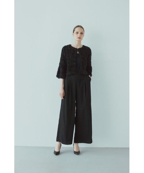 STRAWBERRY-FIELDS（ストロベリーフィールズ）の「クロスエンブロイダリー_レース風刺繍ショート羽織り（その他アウター・レディース・ブラック/キナリ・2）」の2枚目の写真