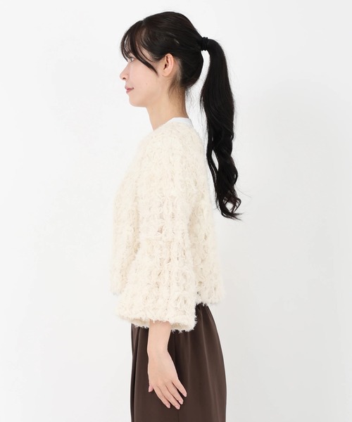 STRAWBERRY-FIELDS（ストロベリーフィールズ）の「クロスエンブロイダリー_レース風刺繍ショート羽織り（その他アウター・レディース・ブラック/キナリ・2）」の8枚目の写真