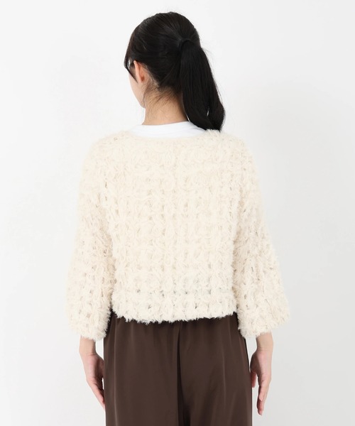 STRAWBERRY-FIELDS（ストロベリーフィールズ）の「クロスエンブロイダリー_レース風刺繍ショート羽織り（その他アウター・レディース・ブラック/キナリ・2）」の9枚目の写真