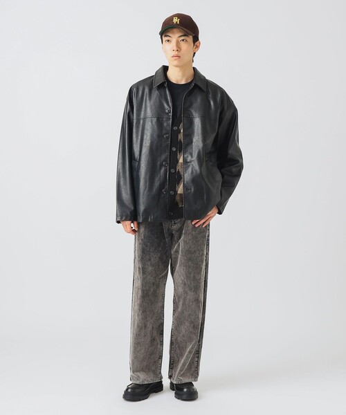 BEAMS HEART（ビームスハート）の「フェイクレザー カーコート/Faux Leather Car Coat【ユニセックス・リラックスフィット】（ブルゾン・メンズ・ブラック/ブラウン・SMALL/MEDIUM/LARGE）」の3枚目の写真