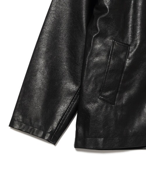 BEAMS HEART（ビームスハート）の「フェイクレザー カーコート/Faux Leather Car Coat【ユニセックス・リラックスフィット】（ブルゾン・メンズ・ブラック/ブラウン・SMALL/MEDIUM/LARGE）」の6枚目の写真