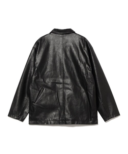 セール】フェイクレザー カーコート/Faux Leather Car Coat【ユニ