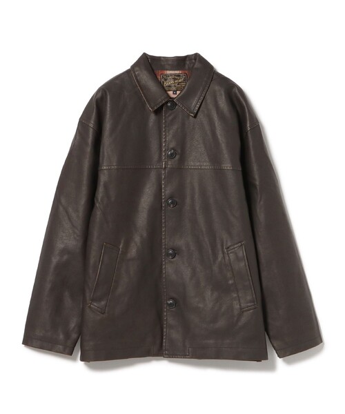 セール】フェイクレザー カーコート/Faux Leather Car Coat【ユニ