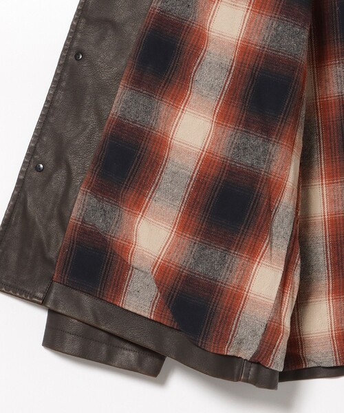BEAMS HEART（ビームスハート）の「フェイクレザー カーコート/Faux Leather Car Coat【ユニセックス・リラックスフィット】（ブルゾン・メンズ・ブラック/ブラウン・SMALL/MEDIUM/LARGE）」の15枚目の写真