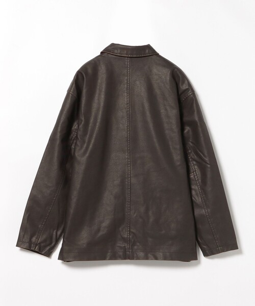 BEAMS HEART（ビームスハート）の「フェイクレザー カーコート/Faux Leather Car Coat【ユニセックス・リラックスフィット】（ブルゾン・メンズ・ブラック/ブラウン・SMALL/MEDIUM/LARGE）」の11枚目の写真
