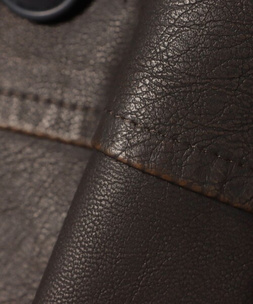 BEAMS HEART（ビームスハート）の「フェイクレザー カーコート/Faux Leather Car Coat【ユニセックス・リラックスフィット】（ブルゾン・メンズ・ブラック/ブラウン・SMALL/MEDIUM/LARGE）」の14枚目の写真