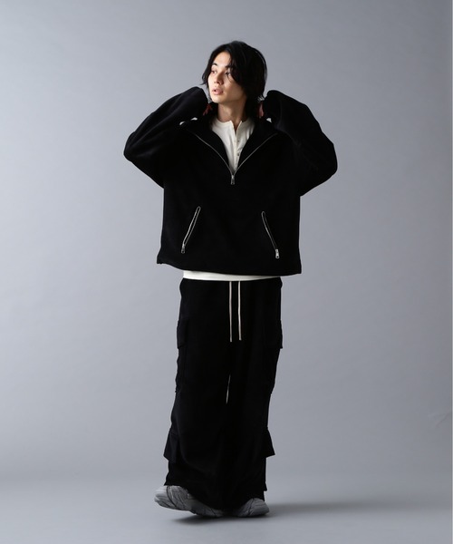 DANKE SCHON（ダンケシェーン）の「DankeSchon/ダンケシェーン/W-FACE VELOUR HALF ZIP STAND（スウェット・メンズ・ブラック/チャコールグレー・S/M/L）」の9枚目の写真