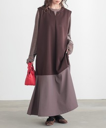 n'OrLABEL | 『異素材切替えノースリーブワンピース』(ワンピース)