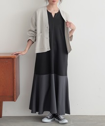 n'OrLABEL | 『異素材切替えノースリーブワンピース』(ワンピース)