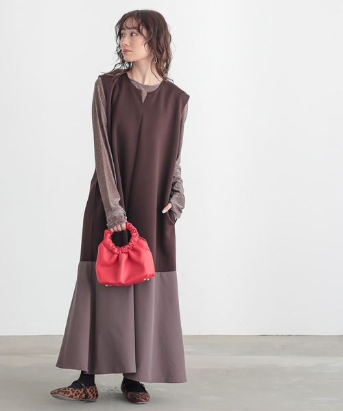 n'OrLABEL（ノアールレーベル）の「『異素材切替えノースリーブワンピース』（ワンピース・レディース・ブラック/ブラウン/グリーン・1/2）」の22枚目の写真