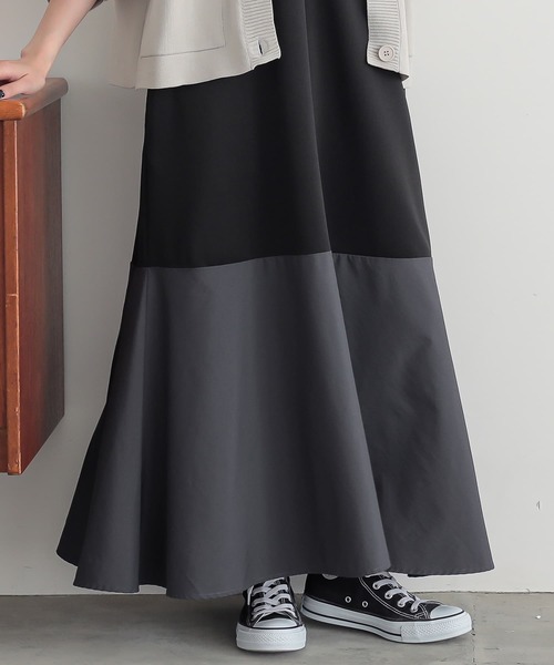 n'OrLABEL（ノアールレーベル）の「『異素材切替えノースリーブワンピース』（ワンピース・レディース・ブラック/ブラウン/グリーン・1/2）」の9枚目の写真